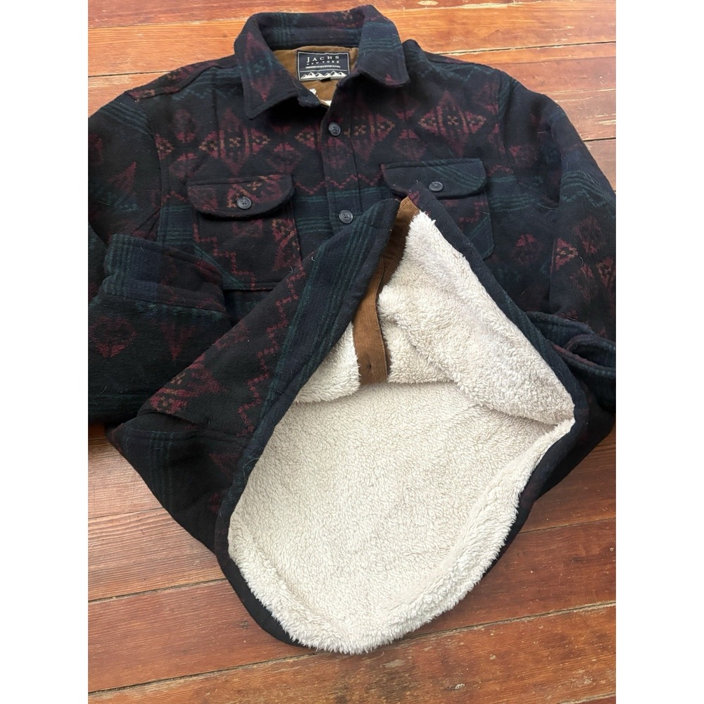 Vtg Aztec Jacket Mens Large Wool Shacket Jachs New York Coat Shirt Lined - Picture 4 of 7